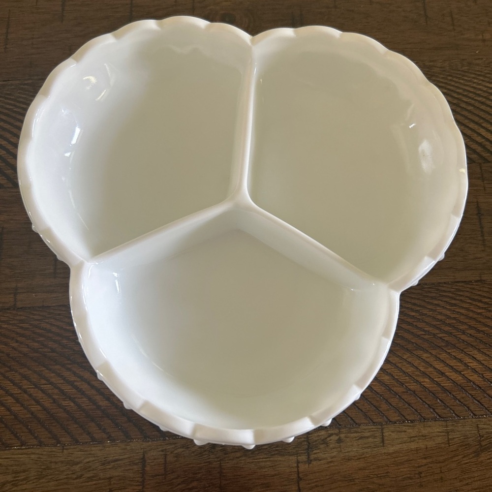 Vintage Fenton Art Glass Divided Relish Dish Hobnail